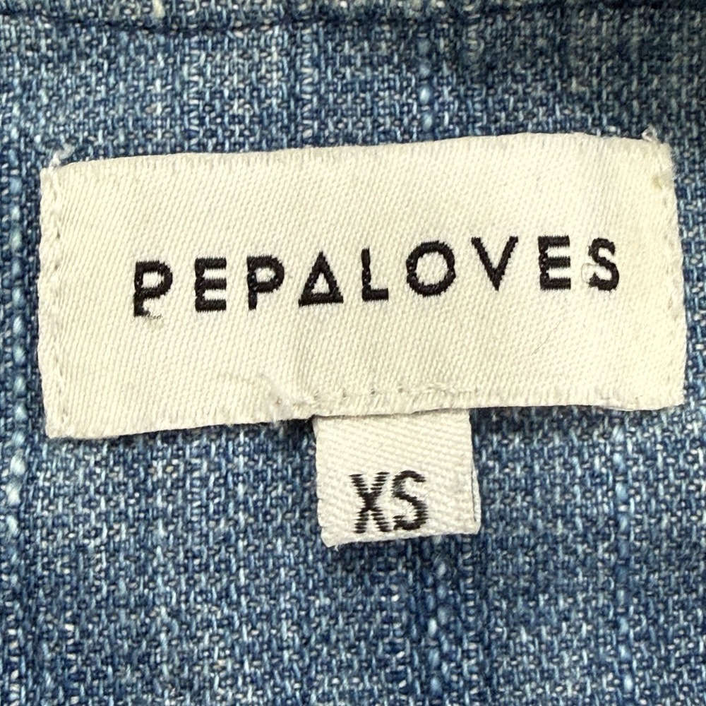 Pepaloves Denim Shirt Dress Womens XS Blue Button Front Cotton‎ Tunic Pockets - Picture 6 of 9
